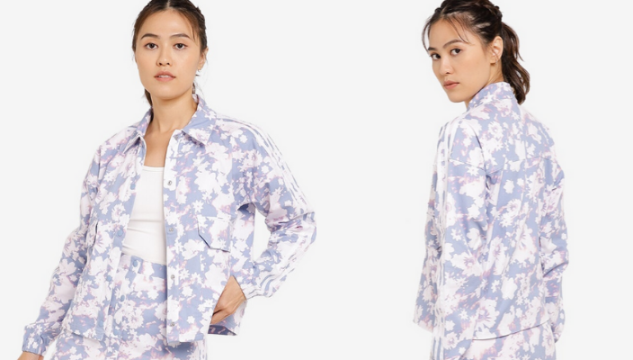 #4 Zalora HK新年優惠精選 - Adidas 紫色碎花運動外套去拜年除了穿著紅色衣服應節之外，這件紫色碎花的外套也相當大體，無論去親戚家拜年還是影相打卡都令人注目。